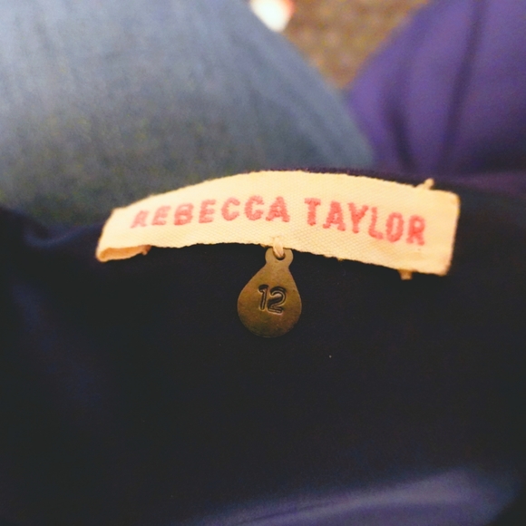 REBECCA TAYLOR Blue Dress with Black Mesh Panels, size 12 - Picture 3 of 6